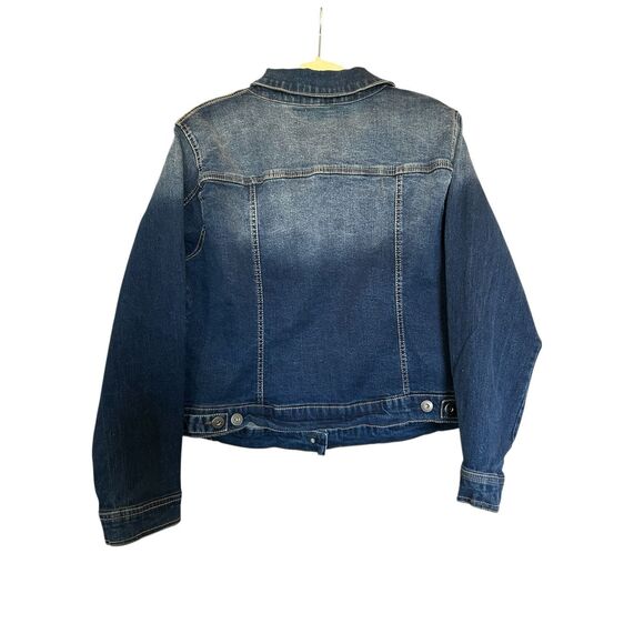 Torrid Women’s Denim Jean Jacket Size 2X Dark Wash Stretch Button Front Pockets - Picture 2 of 9